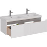 Тумба LEMARK BUNO MINI 125 см под 2 раковины, подвесная, 2 ящика, белый глянец LM05BM125T