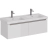 Тумба LEMARK BUNO MINI 125 см под 2 раковины, подвесная, 2 ящика, белый глянец LM05BM125T