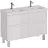 Тумба LEMARK COMBI 125 см под 2 раковины, подвесная/напольная, 4 ящика, белый глянец LM03C125T